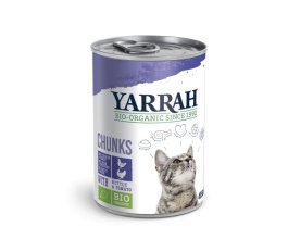 Konzerva pro kočky Kuřecí a krůtí kousky ve šťávě 400g - Yarrah BIO