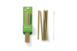 Bambusová brčka – sada 6 ks vč. kartáčku