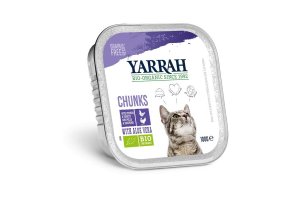 Kuřecí a krůtí kousky ve šťávě 100g - Pro kočky Yarrah BIO